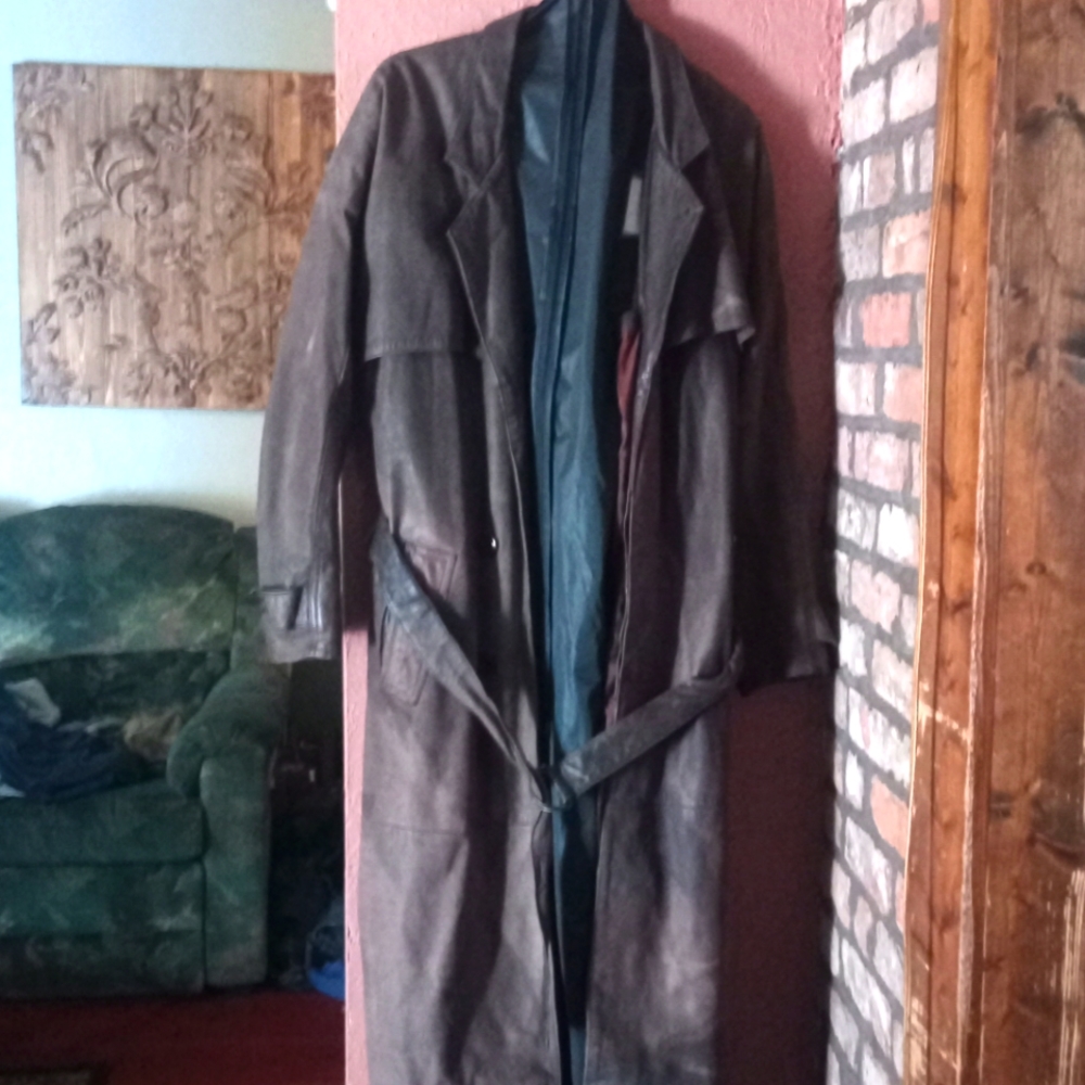J Walden leather trench coat